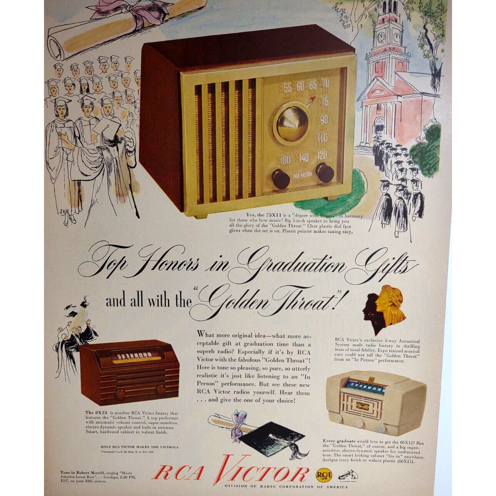 RCA Victor Radio Print AD Vintage 1948 Models 75X11 8X53 66X12 Ready To Frame
